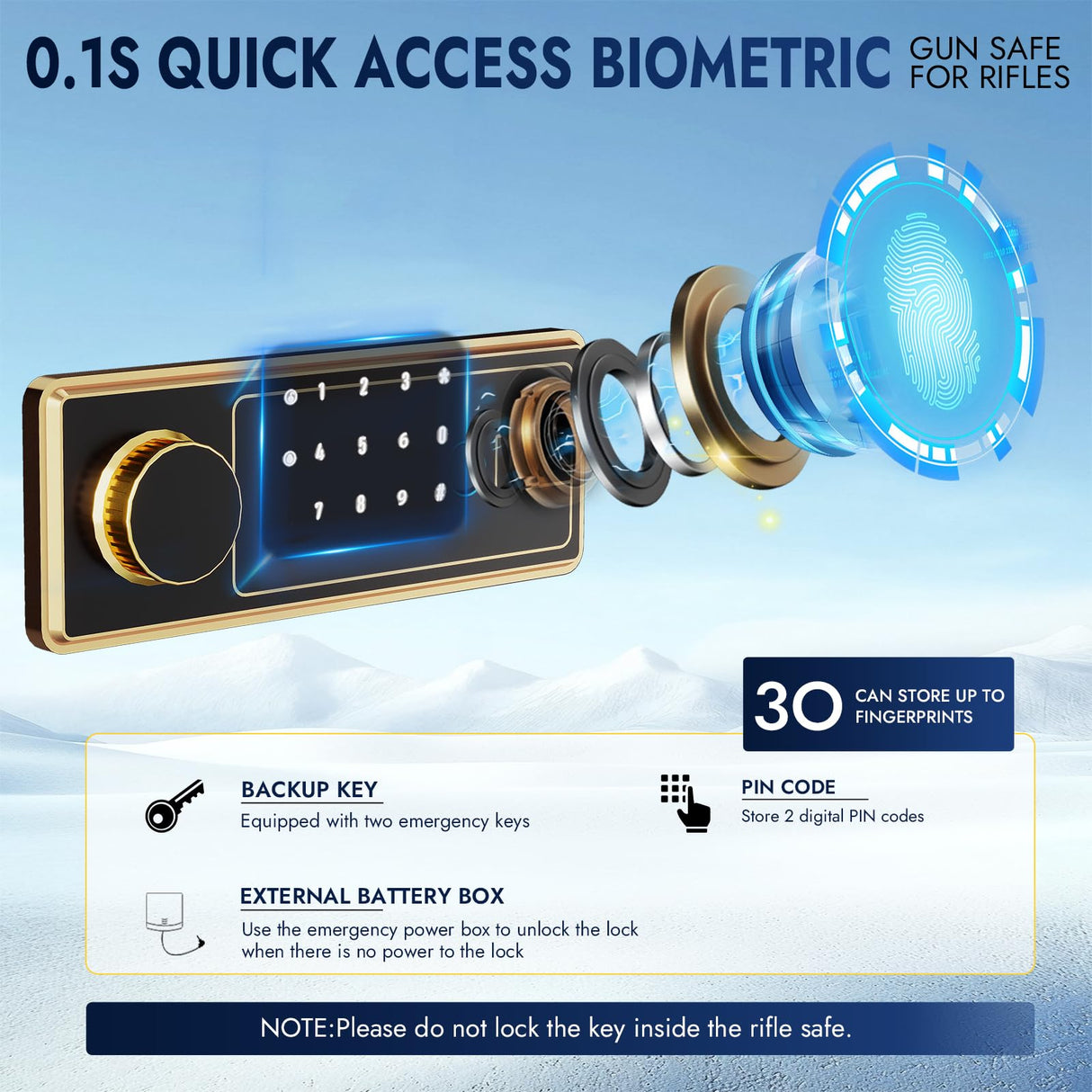 Karini 10-15 Biometric Gun Safe for Rifles and Pistols Fingerprint Rifle Safes for Home Large Gun Cabinet for Rifle with Optics or Shotguns Clearance Gun Safe Long Gun Locker with Removable Shelf Karini