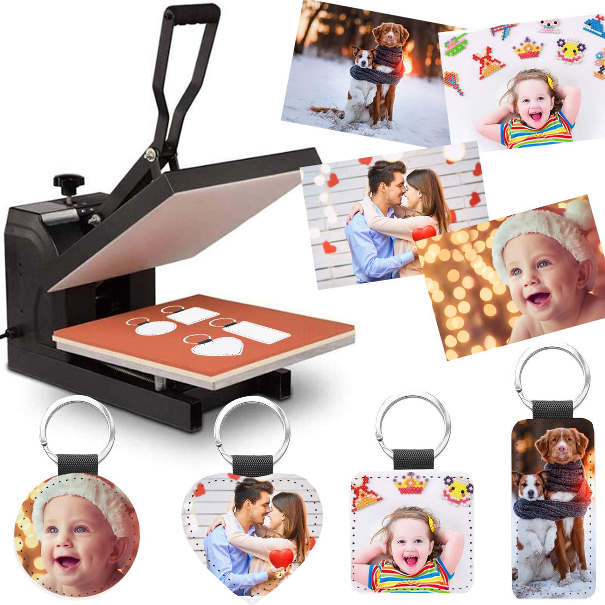 Arokimi Sublimation Keychains Blank,PU Leather Heat Transfer Keychain Keyring,8 Pcs Arokimi