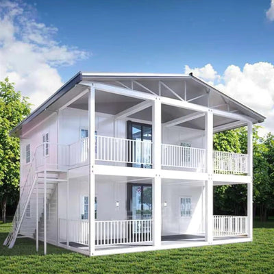 Prefab Tiny Home for Sale, Expandable Container House Modular Mobile Homes 40ft Double Story Tiny Prefab Homes with 4 5 6 Bedrooms, Full Kitchen & Bathroom, Tiny House to Live in for Adults