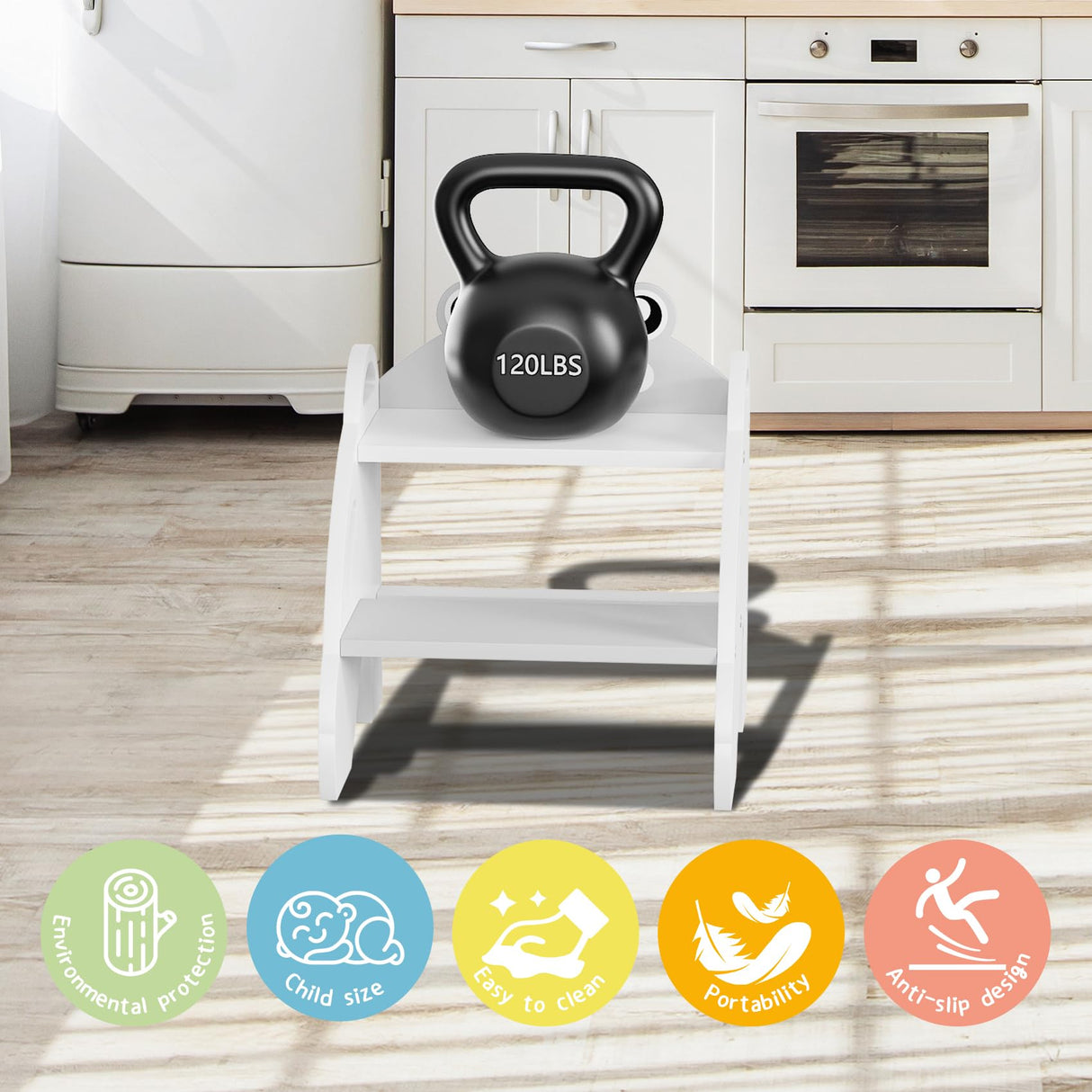 Ndahjahd Wooden Toddler Step Stool for Bathroom Sink,2 Step Stool for Kids,Kitchen Standing Tower,Children Learning Helper Stool with Safety Handles,Cute Kids Step Stool for Potty Training,Gray Ndahjahd