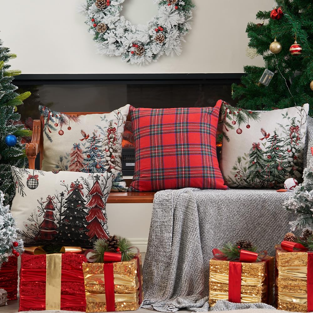 DFXSZ Christmas Pillow Covers 18x18 Inch Set of 2 Christmas Tree Decorations Throw Pillows Winter Xmas Decor for Home Couch TH-35B18 DFXSZ