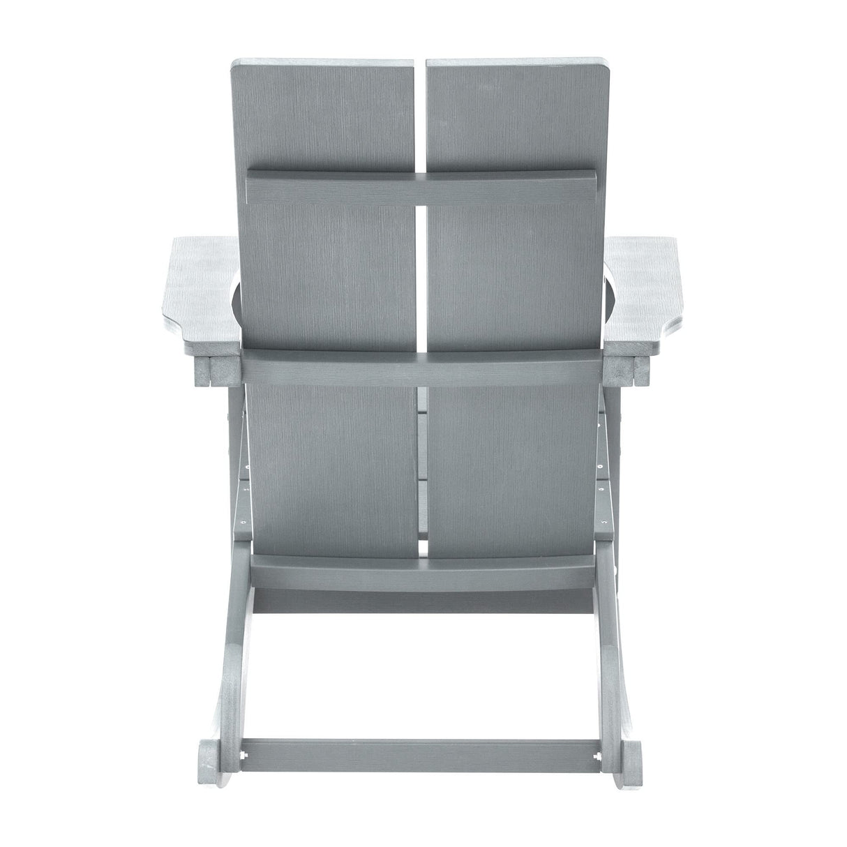 Flash Furniture Finn Modern Commercial Grade Poly Resin Wood Adirondack Rocking Chair - All Weather Gray Polystyrene - Dual Slat Back - Stainless Steel Hardware Flash Furniture