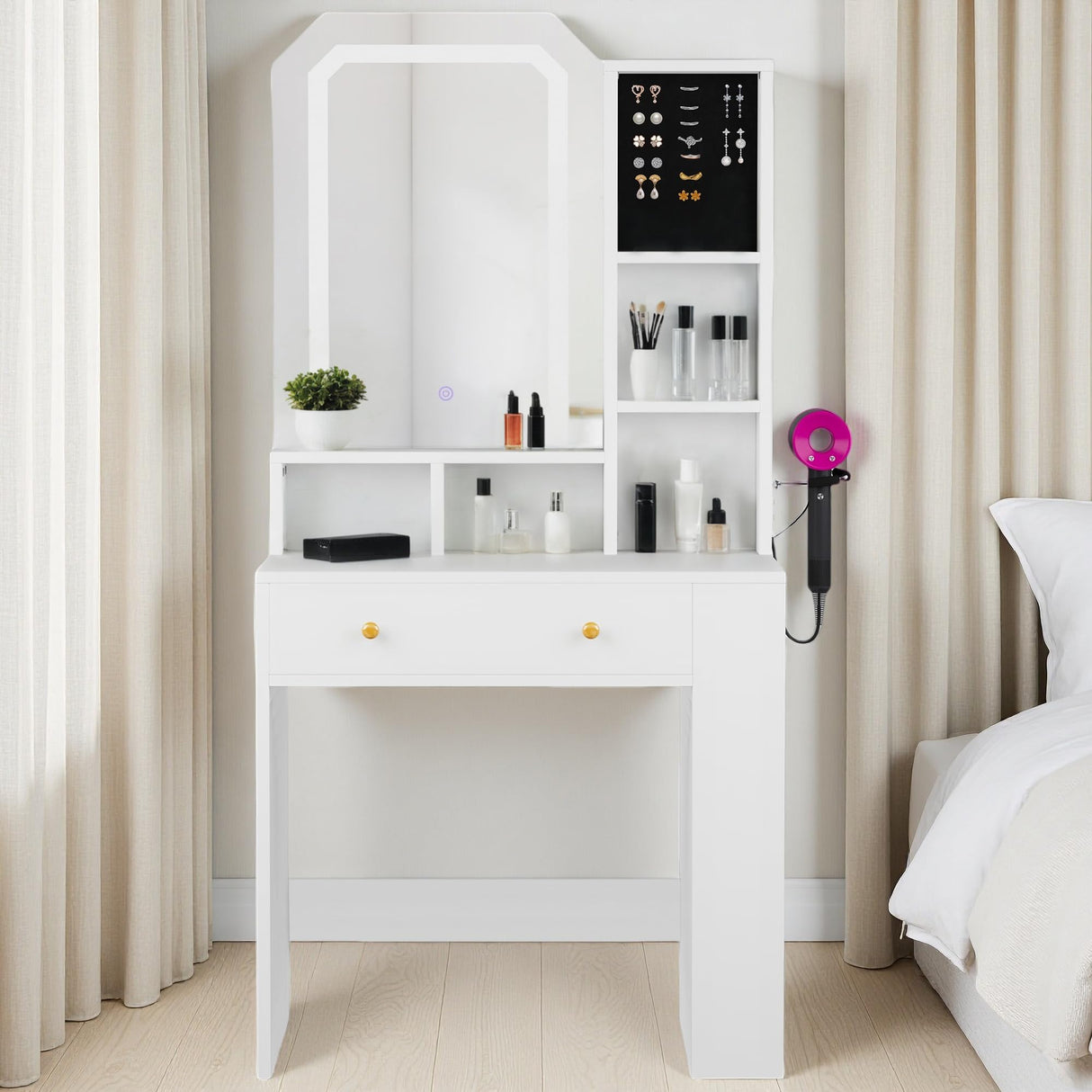 YITAHOME Vanity Desk with LED Mirror, Jewelry Organizer, and Ample Storage YITAHOME