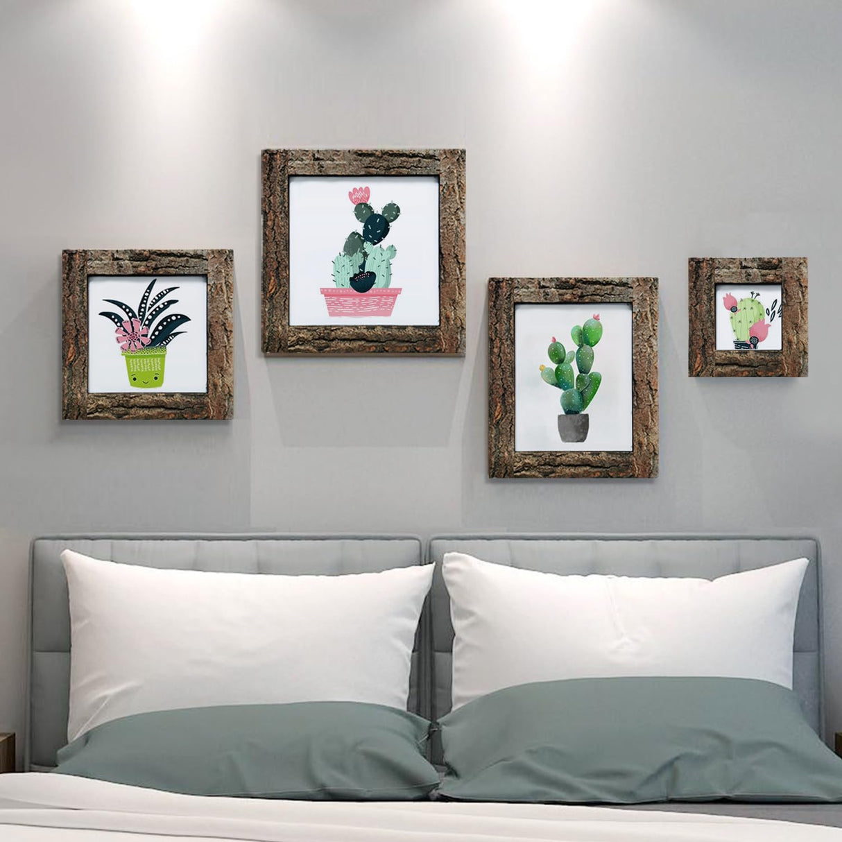 IKEREE 8x10 Rustic Picture Frames with Real Bark, Made of Natural Wood and Real Glass, Display Pictures for Tabletop or Wall Mounting. IKEREE