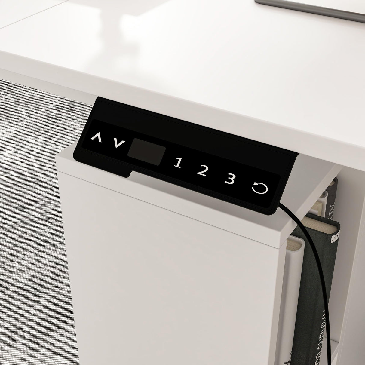 Homsee Electric Height Adjustable Standing Desk with Storage Cabinet, U-Shaped Computer Desk with Drawer & Open Shelves for Home Office, Workstation Desk for Writing Study Work Executive, White Homsee