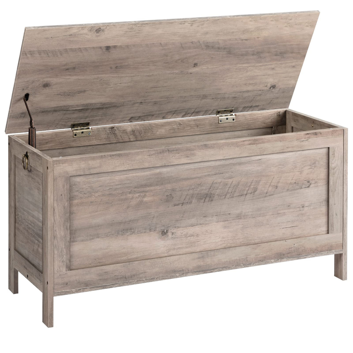 HOOBRO Storage Chest, Retro Toy Box Organizer with Safety Hinge, Sturdy Entryway Storage Bench, Wooden Look Accent Furniture, Easy Assembly, Greige BG100CW01 HOOBRO