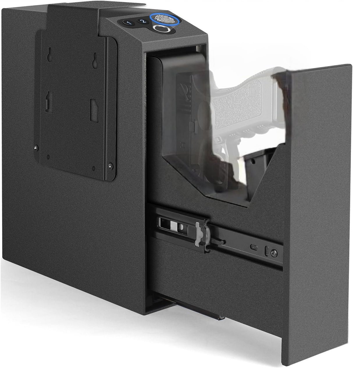 Biometric Gun Safe for Handgun,3 Ways Quick Access Pistol Safe with Fingerprint, PIN Code, Key,Handgun safe used for Nightstand, Bed side, Wardrobes, Wall or Other Hidden Corners HOROX