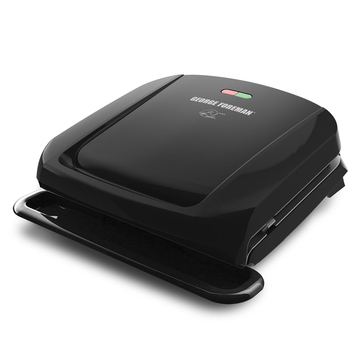 George Foreman 4-Serving Removable Plate Electric Grill and Panini Press, George Tough Non-Stick Coating, Drip Tray Catches Grease, Black George Foreman