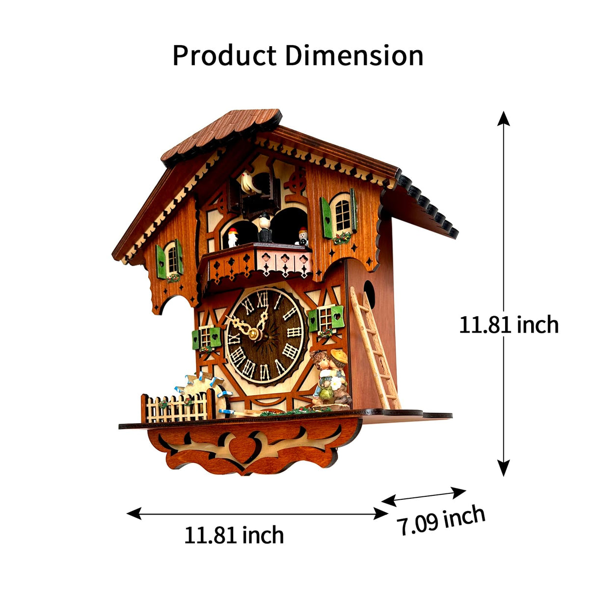 RUAIGRD Traditional German Style Cuckoo Clock Black Forest House Clock with Moving Wood Kids RUAIGRD
