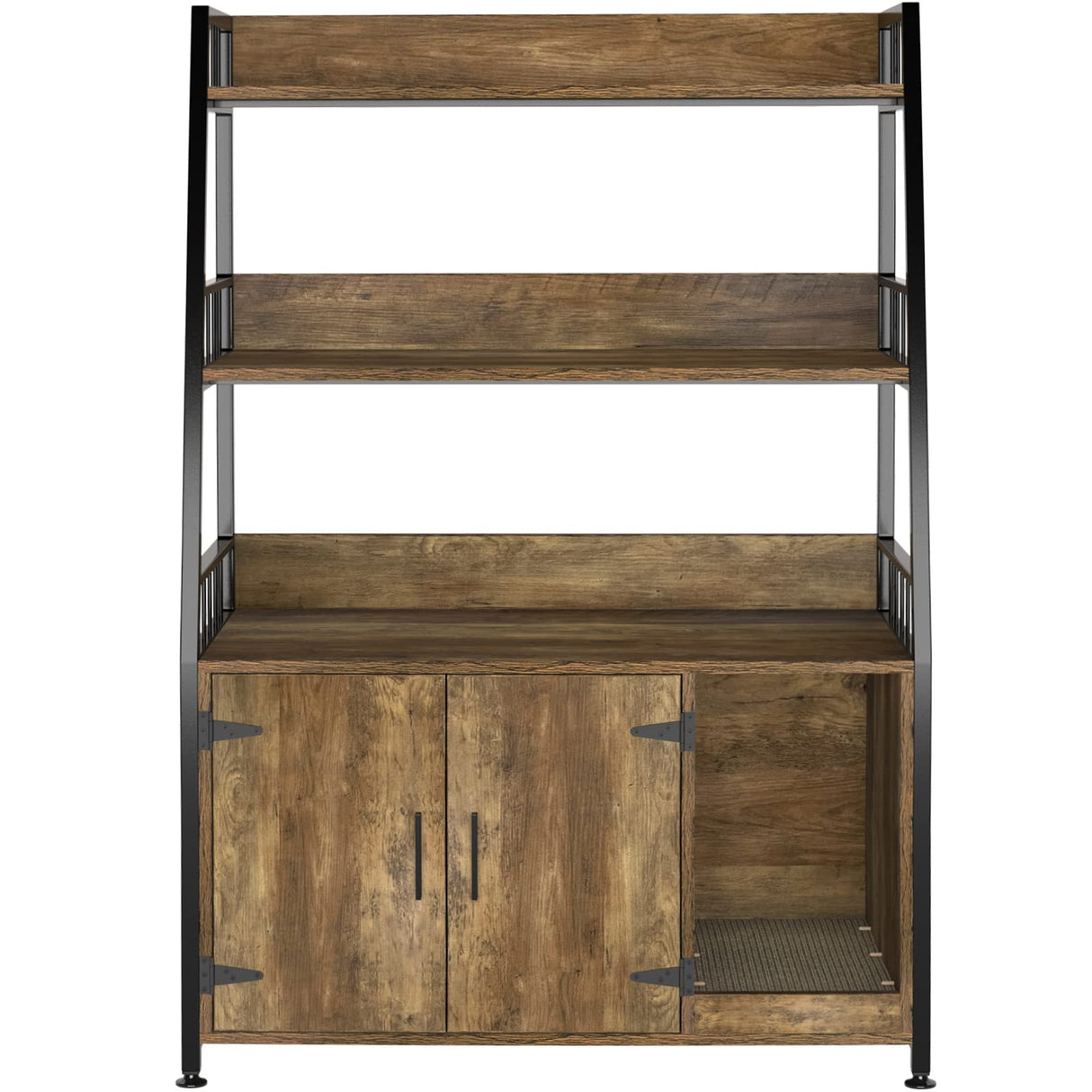 GDLF Large Hidden Cat Litter Box Enclosure Furniture with Shelf Wood Sturdy Cat Washroom Storage with Scratch, Light Brown GDLF