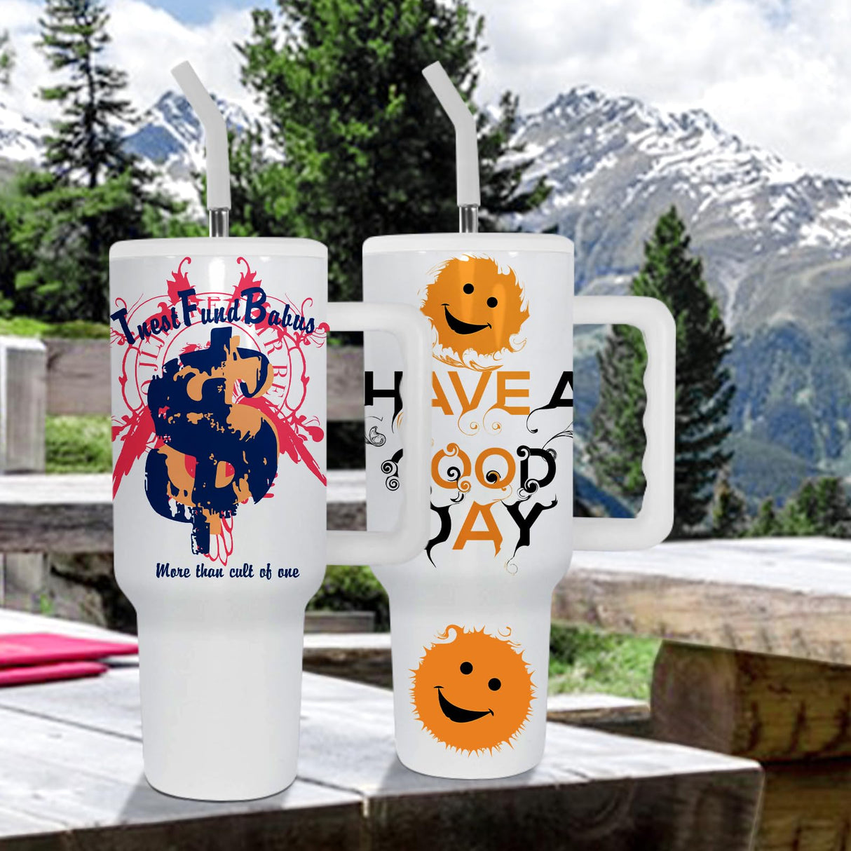 AGH 40 oz Sublimation Tumblers with Handle, 20 Pack White Mugs Insulated Tumbler with Lid and Stainless Steel Straw, Reusable Vacuum Coffee Car AGH