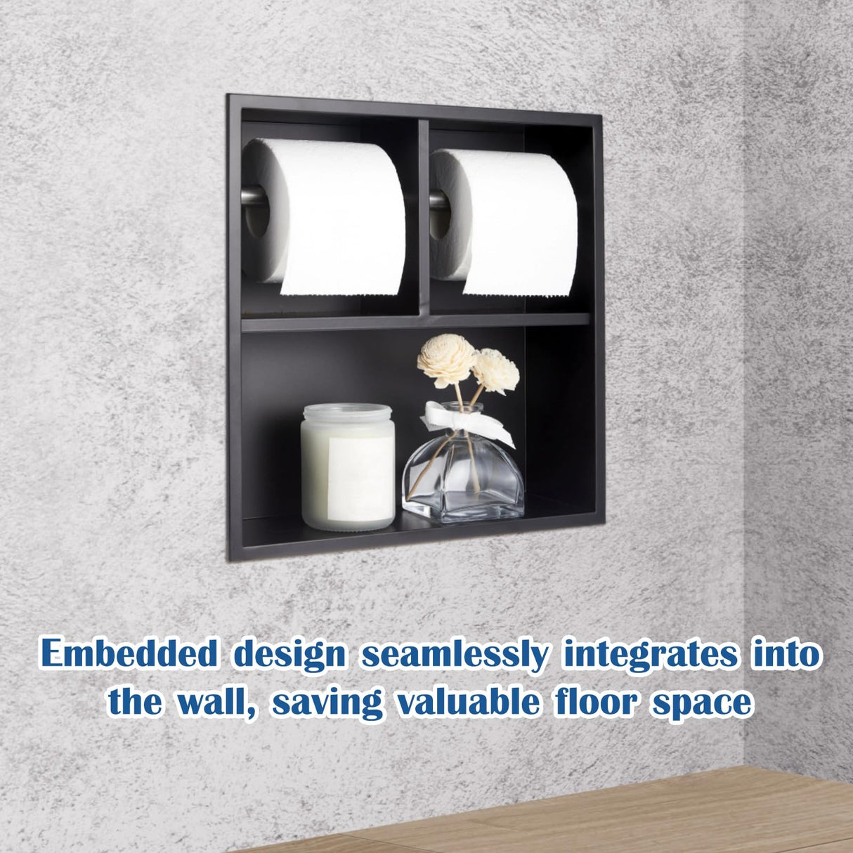 Maxdot Recessed Dual Toilet Roll Holder, Matte Black in Wall Toilet Paper Holder with Storage, Bathroom Wall Niche Shelf, 304 Stainless Steel, Brushed Nickel Maxdot