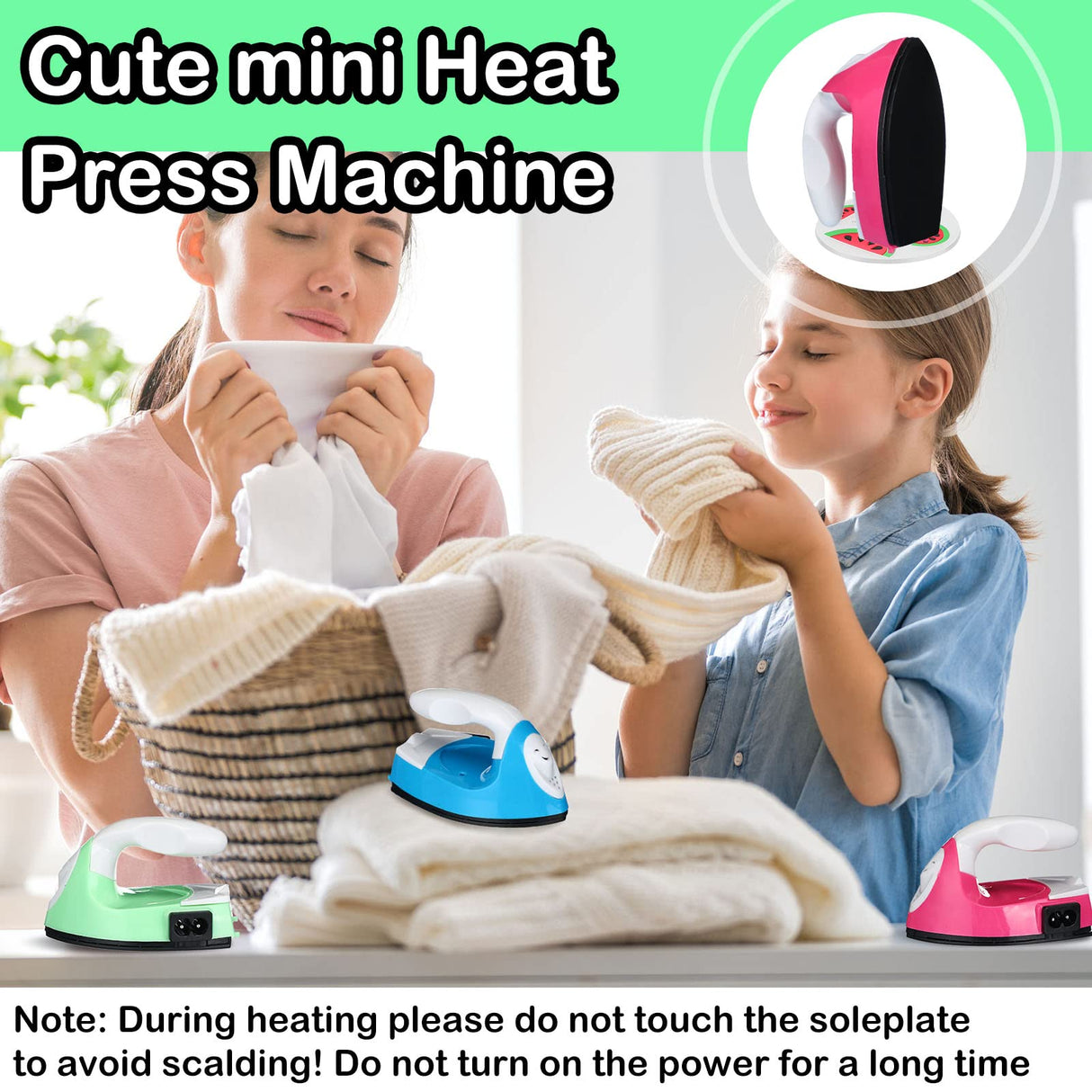 Zhehao 4 Pcs Mini Craft Iron Portable Handy small Heat Transfer Machine with Charging Base Accessories for DIY Clothes Beads Patch Bag Hat Vinyl Projects(Rose Red, Green, Blue, White) Zhehao