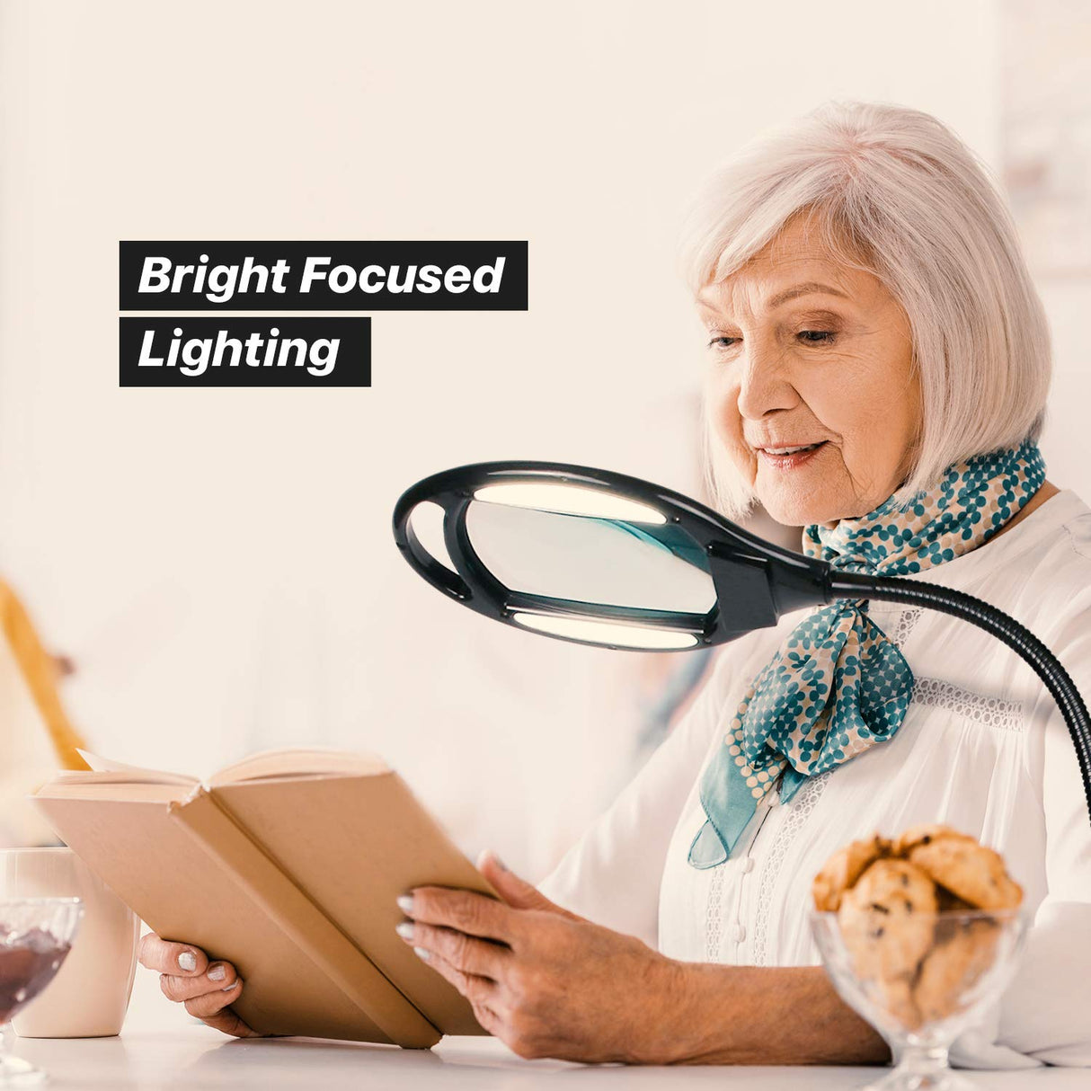 Brightech LightView Pro Magnifying Floor Lamp - Hands Free Magnifier with Bright LED Light for Reading - Work light With Flexible Gooseneck - Standing Mag Lamp Brightech