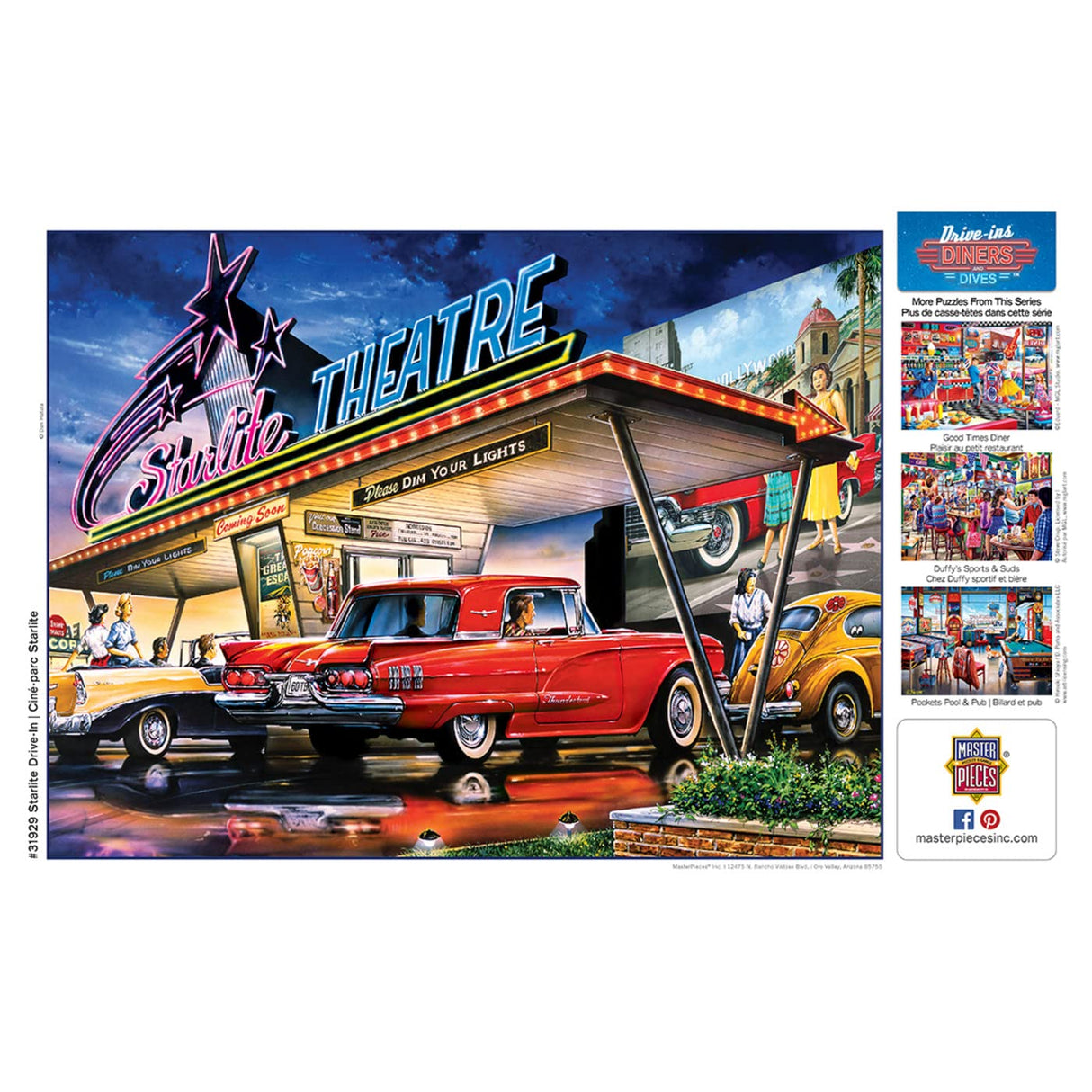 Masterpieces 550 Piece Jigsaw Puzzle for Adults and Family - Starlite Drive-in - 18"x24" Masterpieces