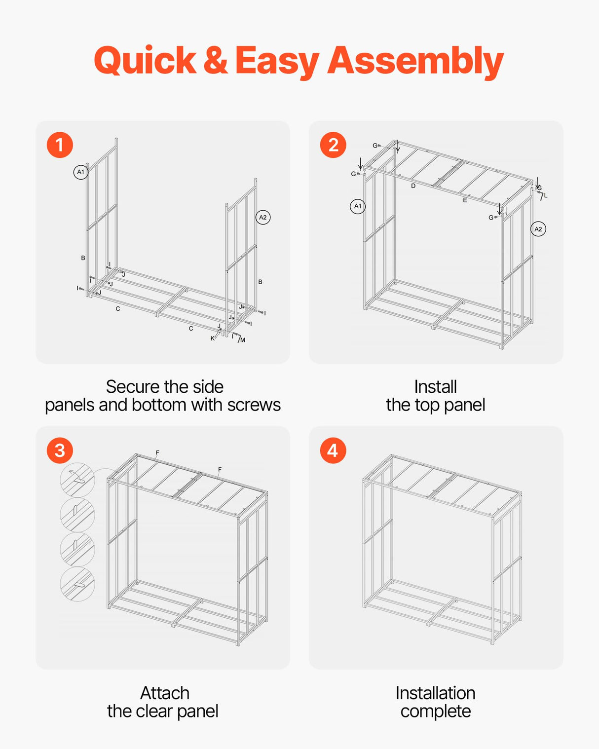 VEVOR Firewood Rack with Sloped Roof, 4 ft Outdoor Firewood Holder, 1/4 Cord Log Storage Shed, 660lb Max Weight Capacity, Powder-Coated Metal Wood Storage Rack for Fireplace Deck Backyard Garden VEVOR