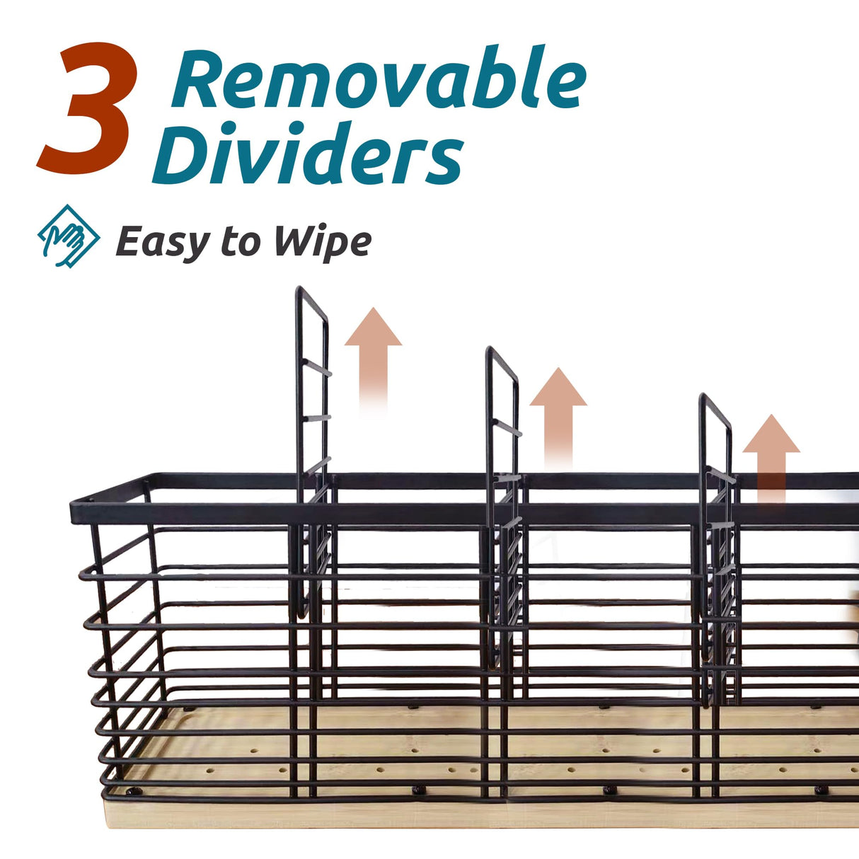 Suli Extra Large Kitchen Utensil Holder with 4 Compartments,Matte Black Metal holder with Wooden Base for Kitchen Countertop,Farmhouse Cooking Utensil Storage, Rustic Cooking Utensil Suli