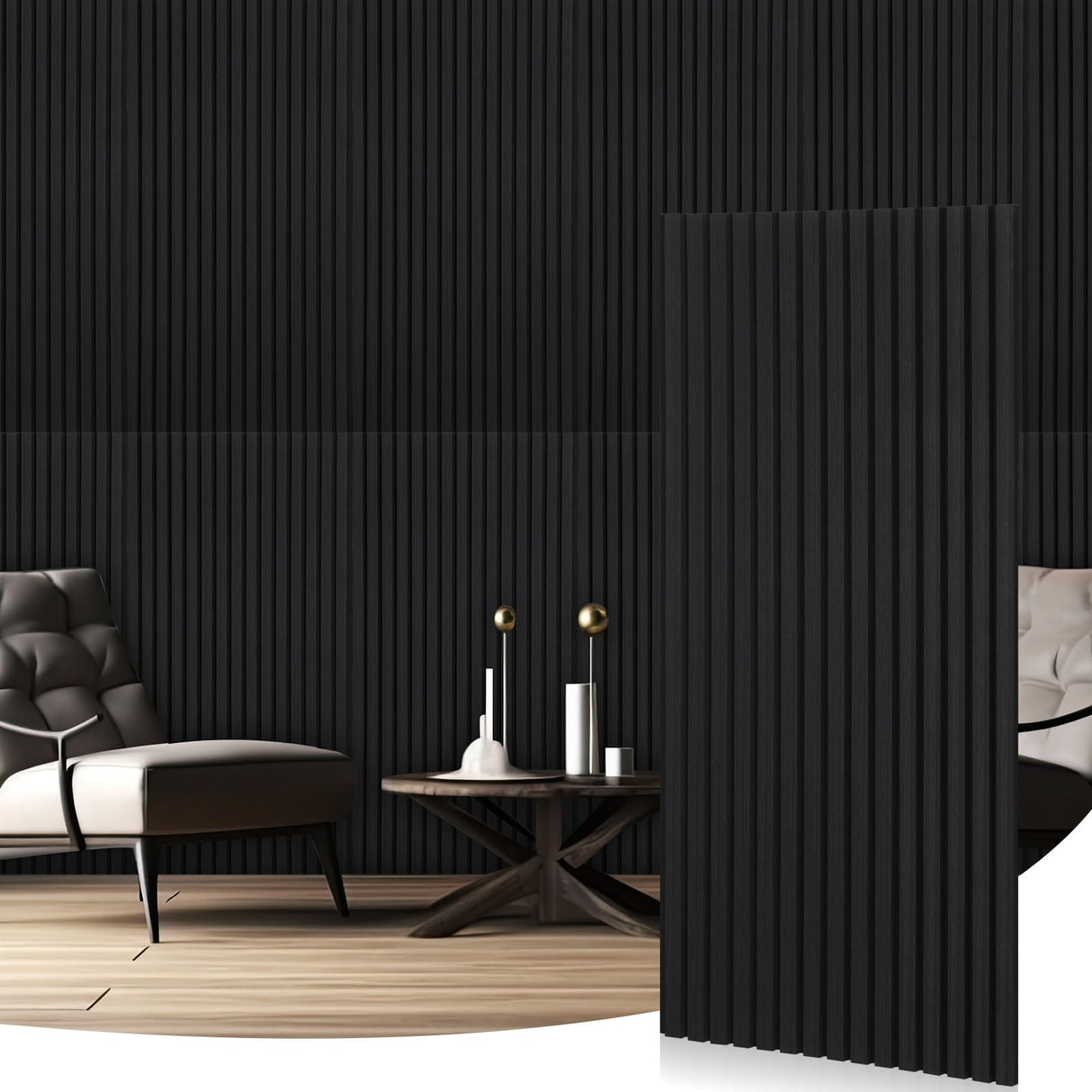 Frienda 6 Pcs 47.2 x 23.6 Inch Acoustic Wood Wall Panels Decorative Soundproof Wall Panels 3D Slat Wood Panels for Home Office Cinema Interior Wall Frienda