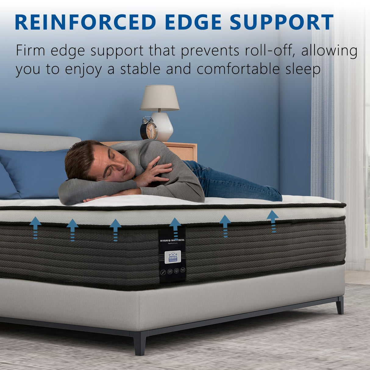 Queen Mattress, 12 Inch Bed in a Box, Cooling Memory Foam Pillow Top, Individually Pocket Coils for Motion Isolation, Medium Firm Support, Body Pressure & Back Pain Relief, CertiPUR-US Certified Marine Moon