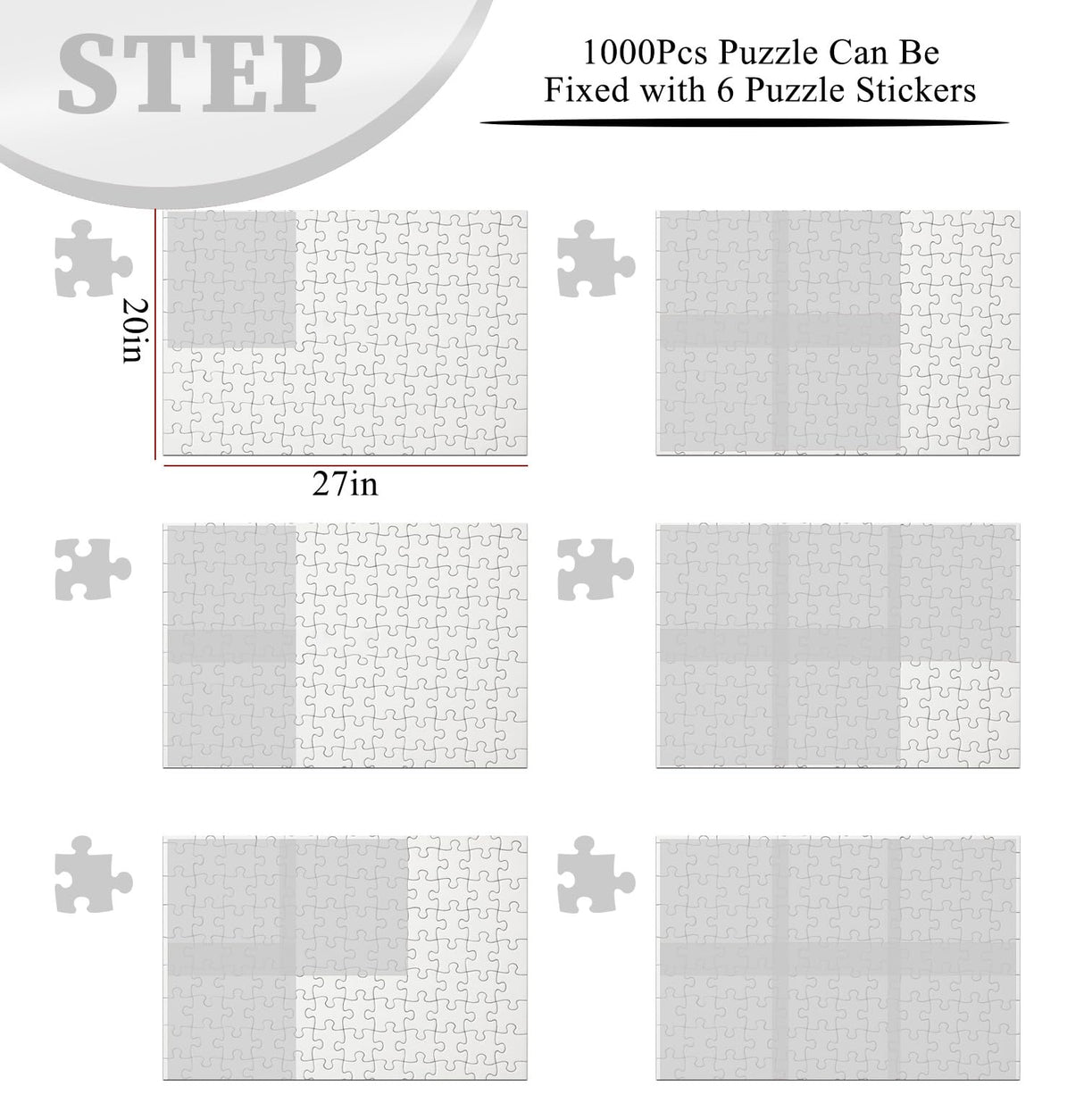 SietDESEO 20 Sheets White Puzzle Saver, Preserve 3 X 1000 Jigsaw Puzzle Adhesive Sheets, Peel and Stick Puzzle Saver, No Stress & No Mess Puzzle Glue Sheets and Frame to Preserve Your Finished Puzzle SietDESEO