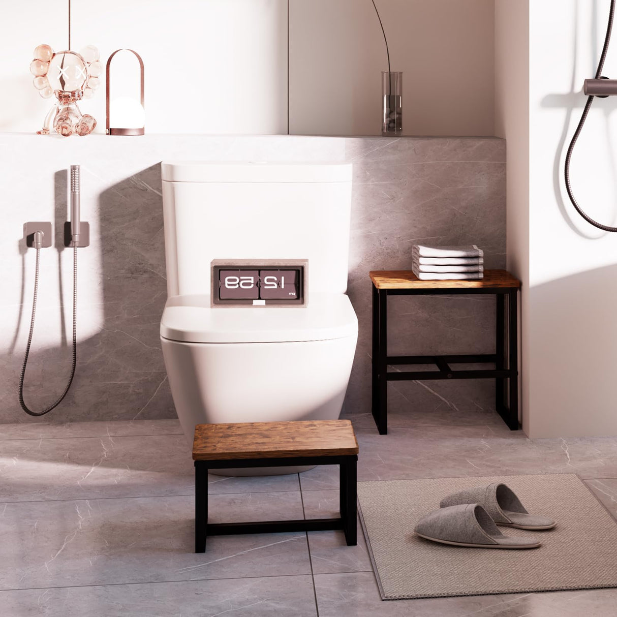 iTsst Step Stool for Adults & Kids,Holds up to 500Lb,3 in1 Heavy Duty Sturdy Wooden 2 Stepstool for Kichen/Bathroom/High beds, Metal Frame, Non-Slip Pads iTsst