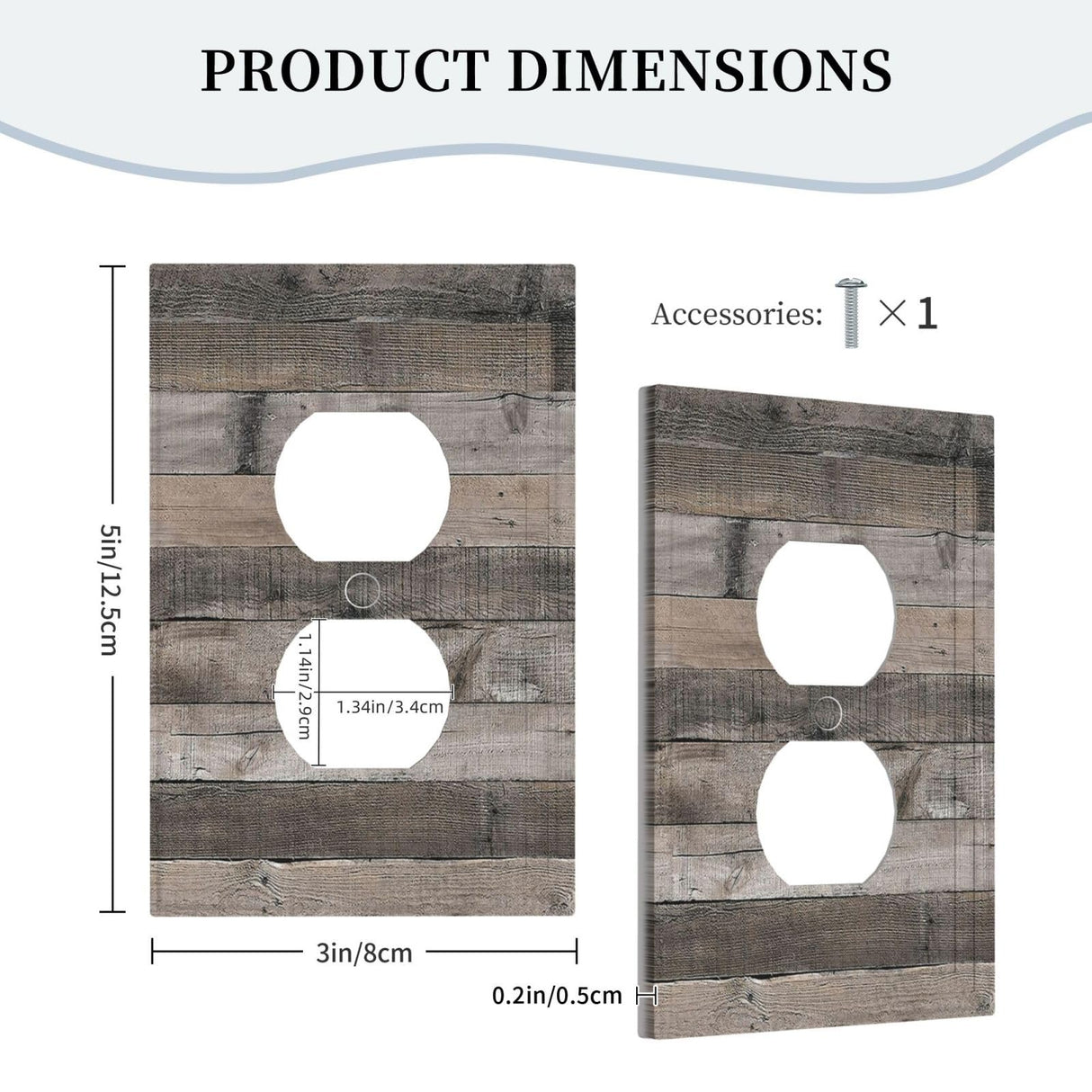 Rustic Gray Wood Print Outlet Covers Light Switch Cover Decorative Farmhouse Grey 1 Gang Switch Wall Plate for Electrical Socket Covers for Outlets Bedroom Kitchen Bathroom (Plastic) Wjlksjd