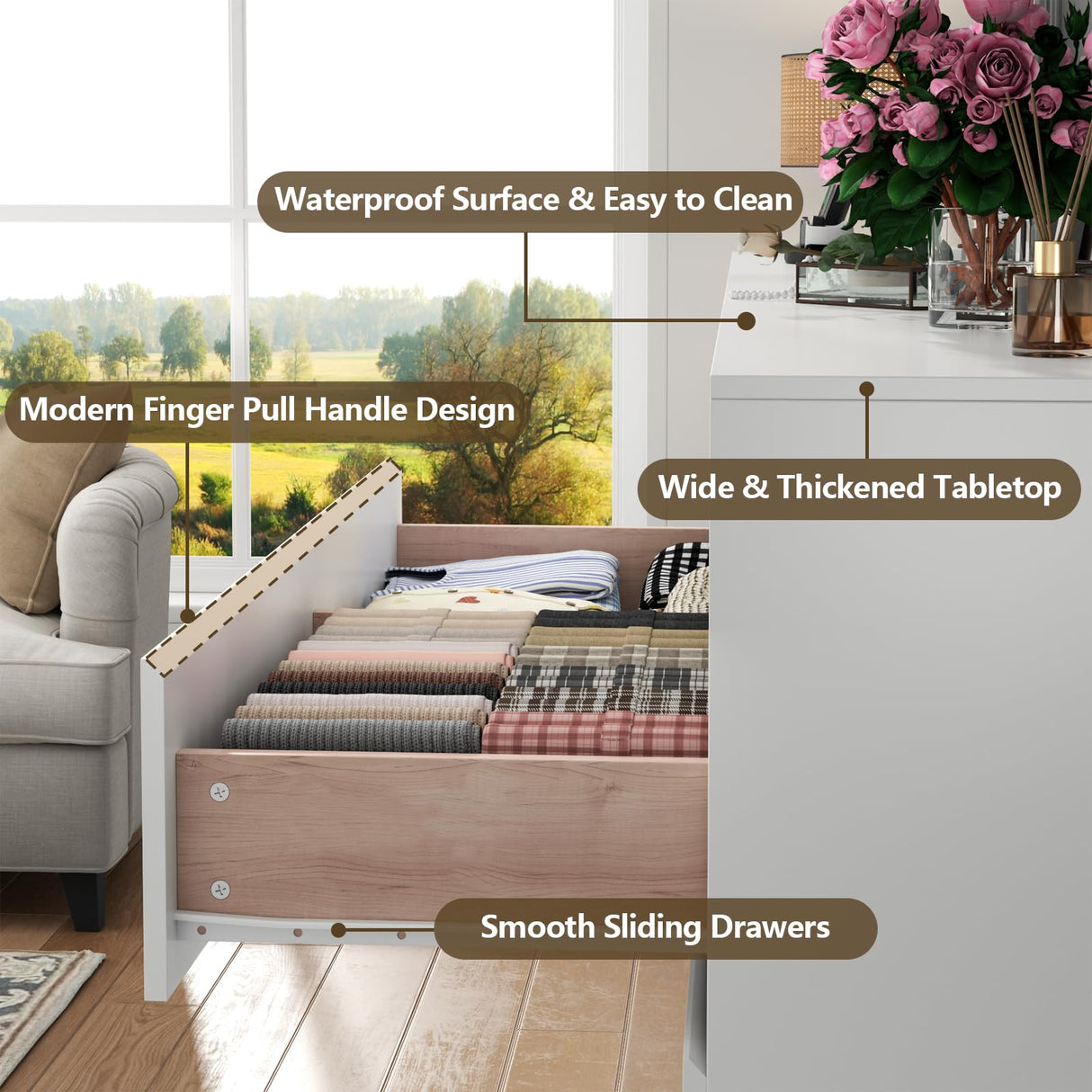 Loomie 12 Drawer White Dresser with Charging Station & Led Lights for Bedroom, Long 63" Quadruple Wide Dresser TV Stand for TVs up to 75", Large Dressers Organizer with 4 Open Cubbies for Living Room Loomie