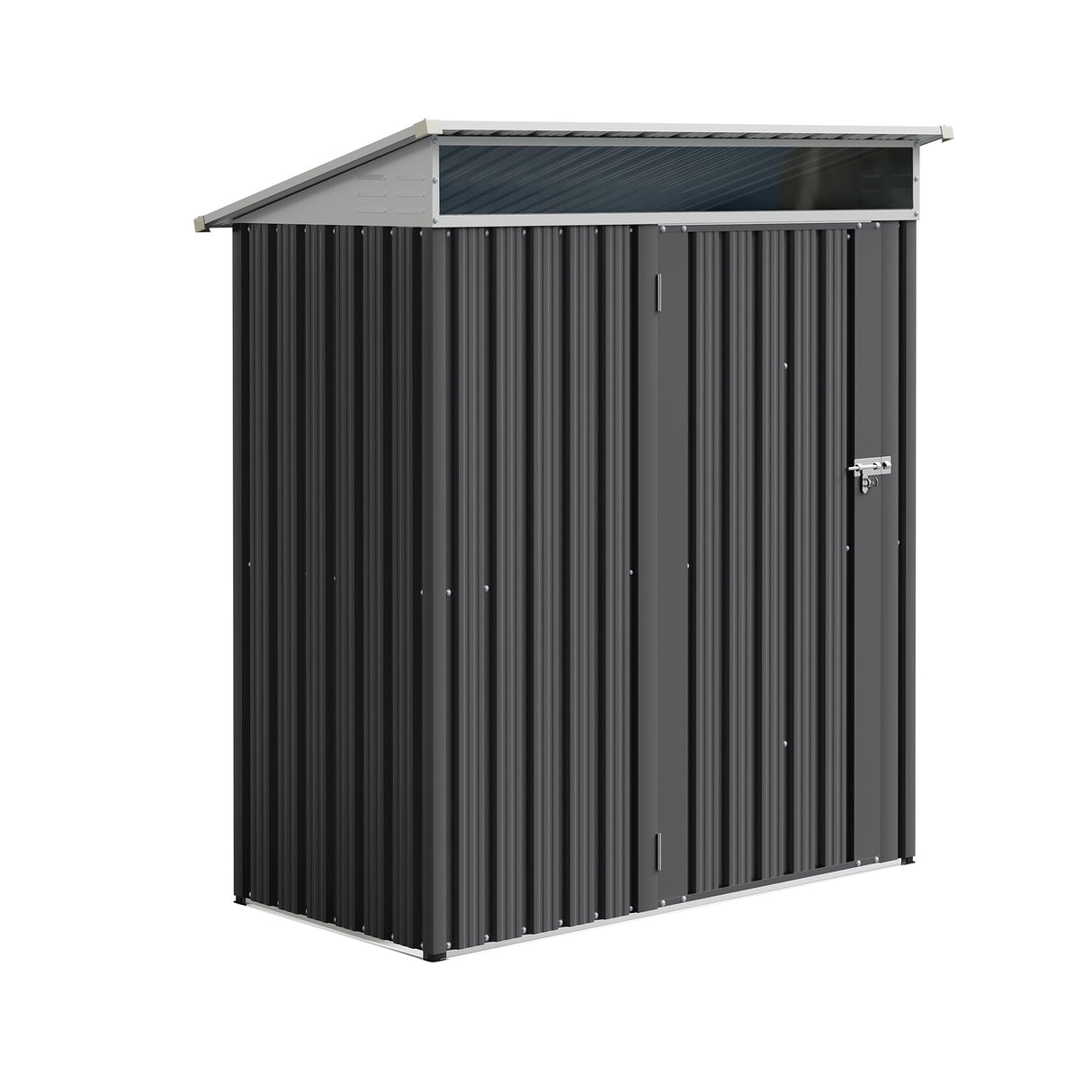 JYQAQA 5x3 FT Outdoor Garden Storage Shed, Waterproof Metal Garden Sheds with Window and Lockable Double Door, Weather Resistant Steel Tool Storage House Shed for Patio, Lawn Dark Gray JY QAQA PET