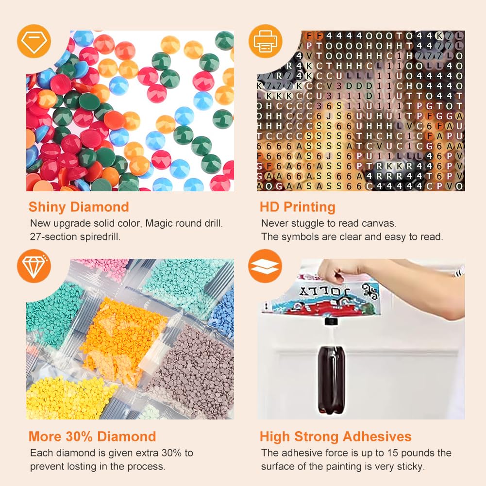 Anuver Dog Full Drill Diamond Art Kits for Beginner, DIY Diamond Painting Kits for Home Wall Decor, 12x12 Inch, Diamond Painting Kits for Adults Anuver