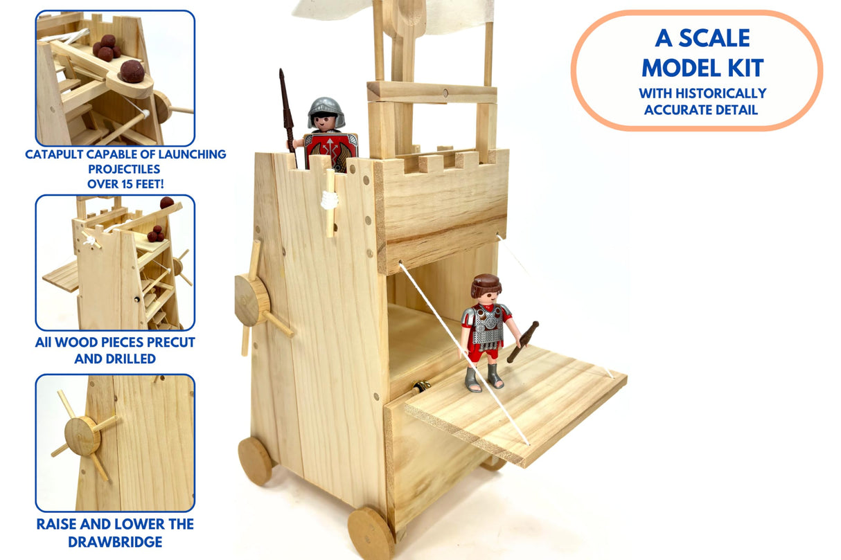 PATHFINDERS STEM Kit – Medieval Siege Tower with Catapult | Wooden Building Kit for Kids Ages 12-14 | Engineering & Physics Toy | Hands-On STEM Project Pathfinders