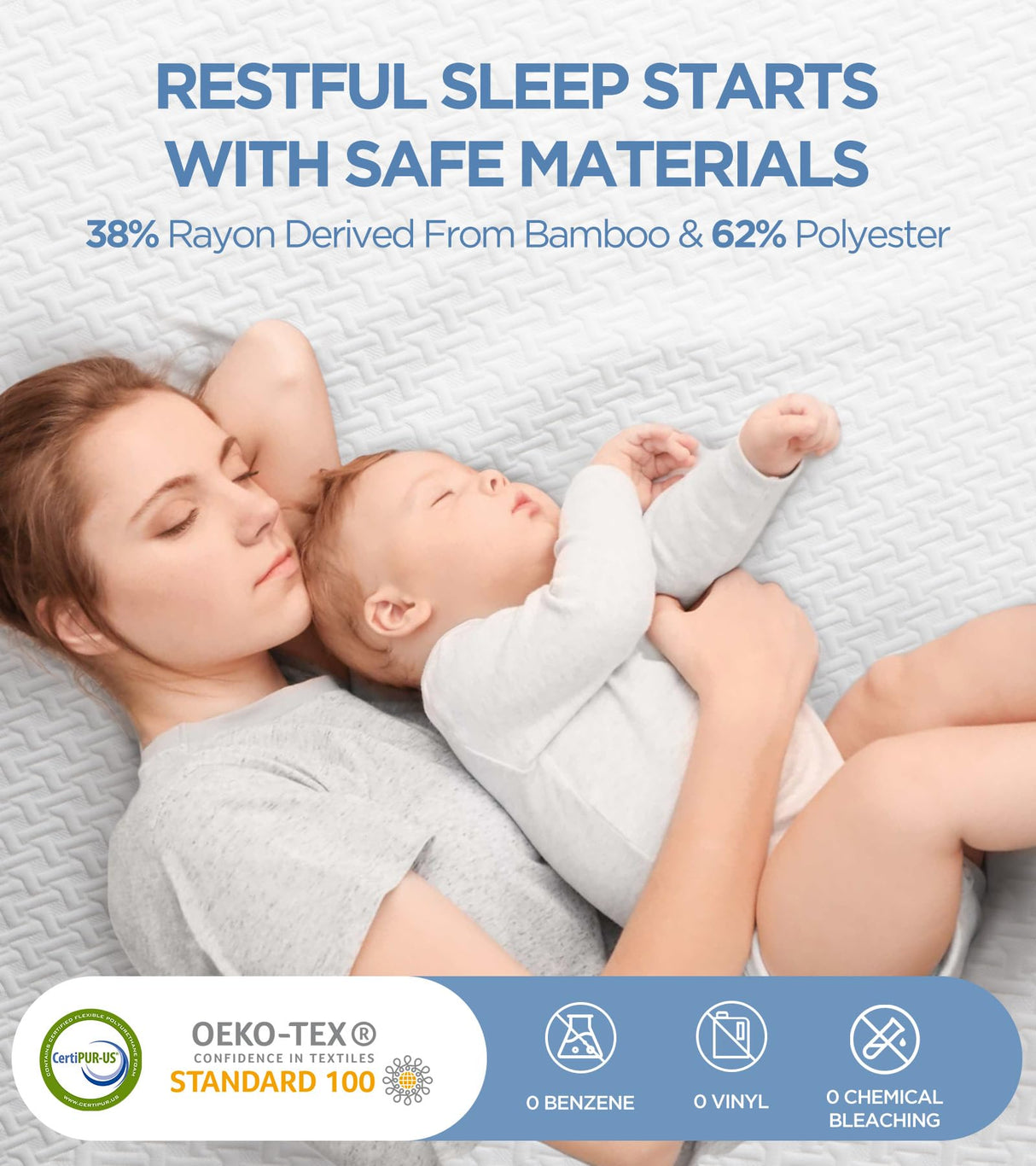 100% Waterproof King Mattress Protector, Hypoallergenic Viscose Made from Bamboo Mattress Cover, Breathable Cooling 3D Air Fabric Noiseless Bed Cover, Machine Washable Vinyl Free 8-16'' Deep Pocket Emircey Home