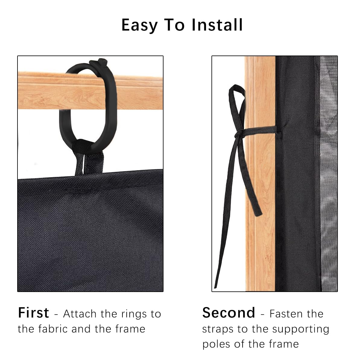 Gazebo Universal Replacement Mosquito Netting,Outdoor Canopy Net Screen 4-Panel Sidewall Gazebo Curtains, with Zippers, Easy to Install, Fit for Most Gazebo 10x12 Canopy, Patio (Black - 10 x 12 FT) maebeacae