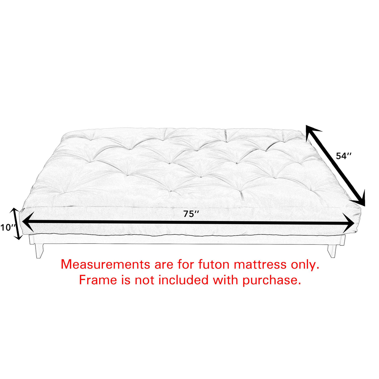 Trupedic Poly Solid Full Futon Mattress, 10-inch, Black Trupedic