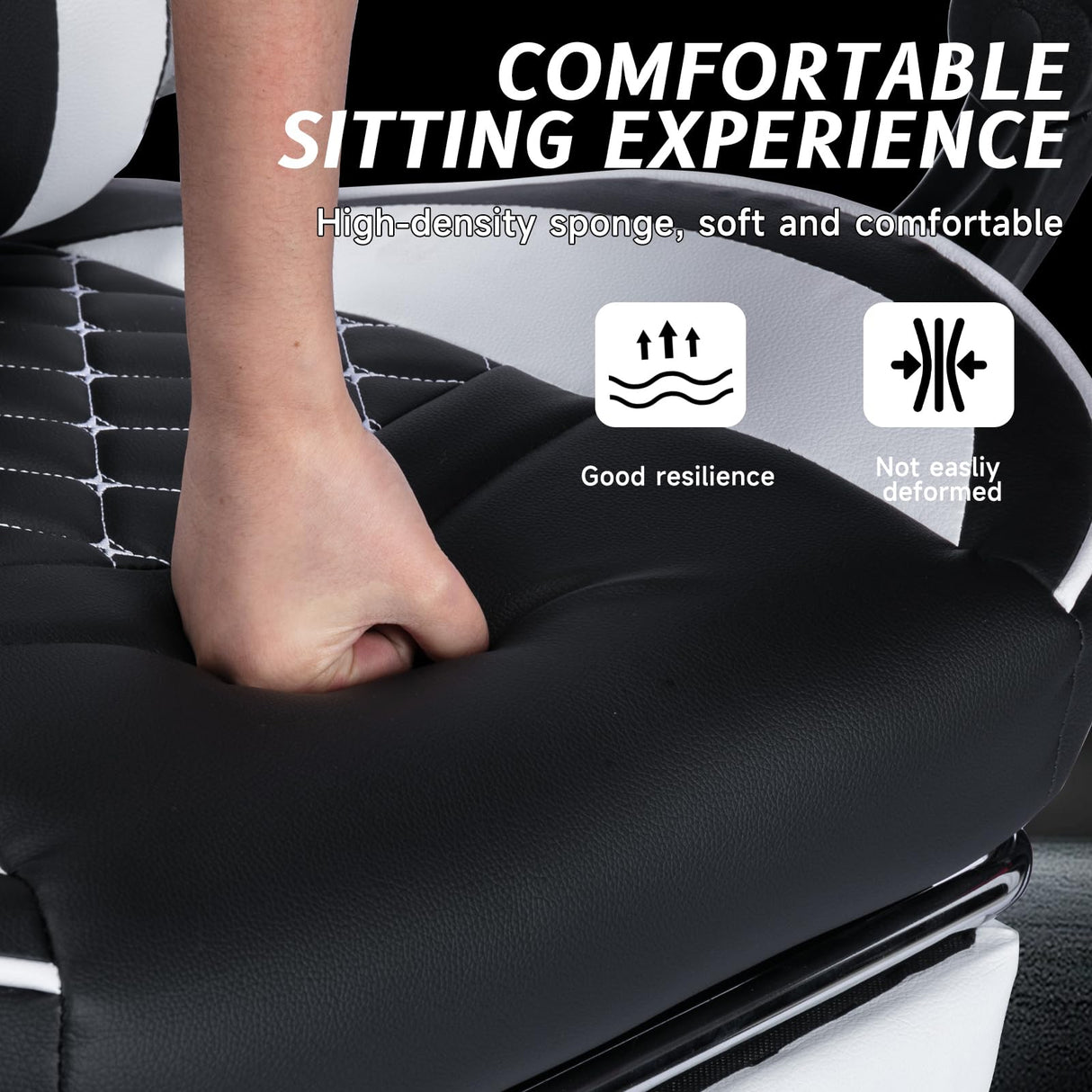 Ergonomic Video Gamer Chairs,Computer Gaming Chairs with Massage Lumbar Support and footrest,Racing Style Computer Chair Adjustable Headrest for Adults,Blackwhite NIONIK