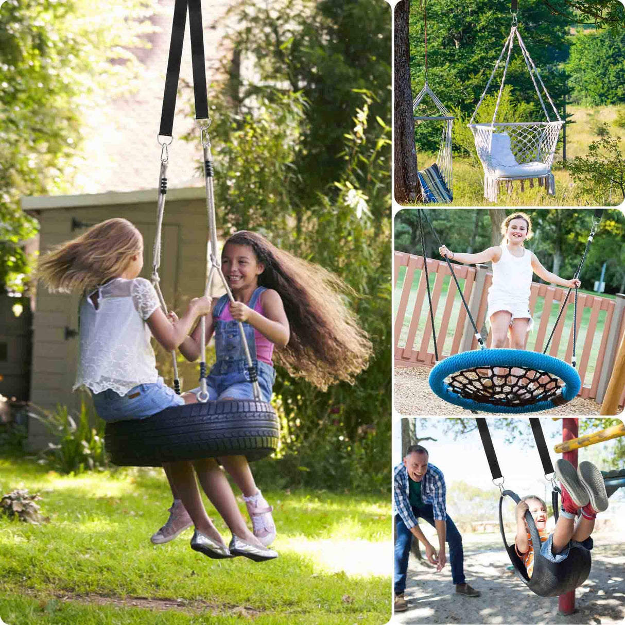 Frocopo Extra Long Tree Swing Kit, 5FT Premium Nylon Straps Hold 2200LBS, Safety Lock Carabiners, Hammock Hanging Strap Quick & Easy Installation Frocopo