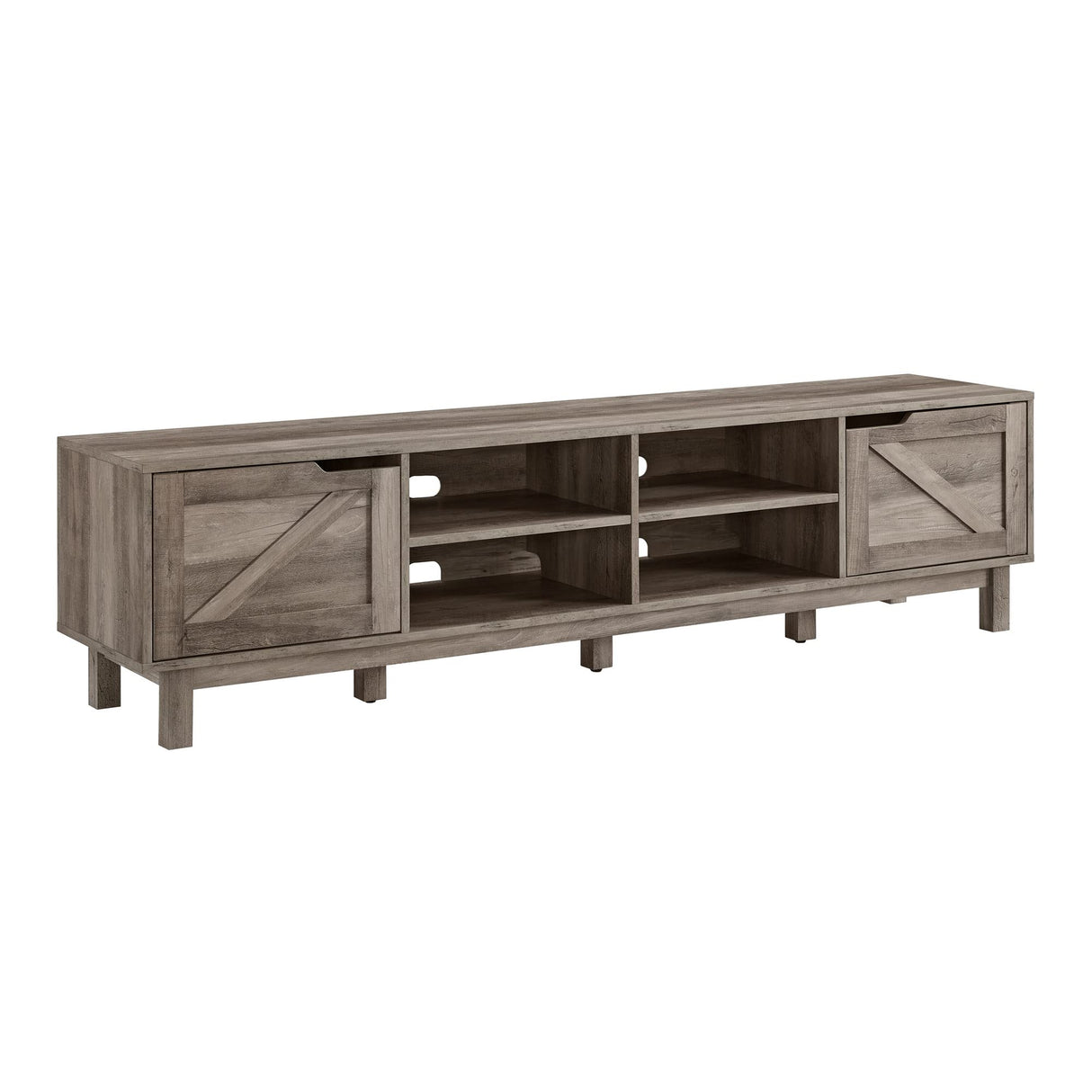 Walker Edison Tinsley Rustic Barn-Door Low Stand for TVs up to 80 Inches, 70 Inch, Grey Wash Walker Edison