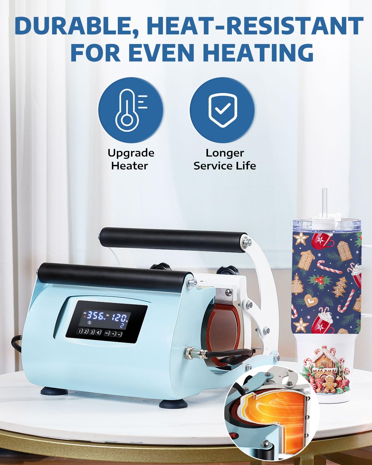 OFFNOVA 2 in 1 Dual 40 OZ Tumbler Heat Press Machine Double Station Combo Mug Heat Press Machine for 30oz 40oz Tumbler Top and Tapered Bottom Full Wrap Sublimation Printing OFFNOVA