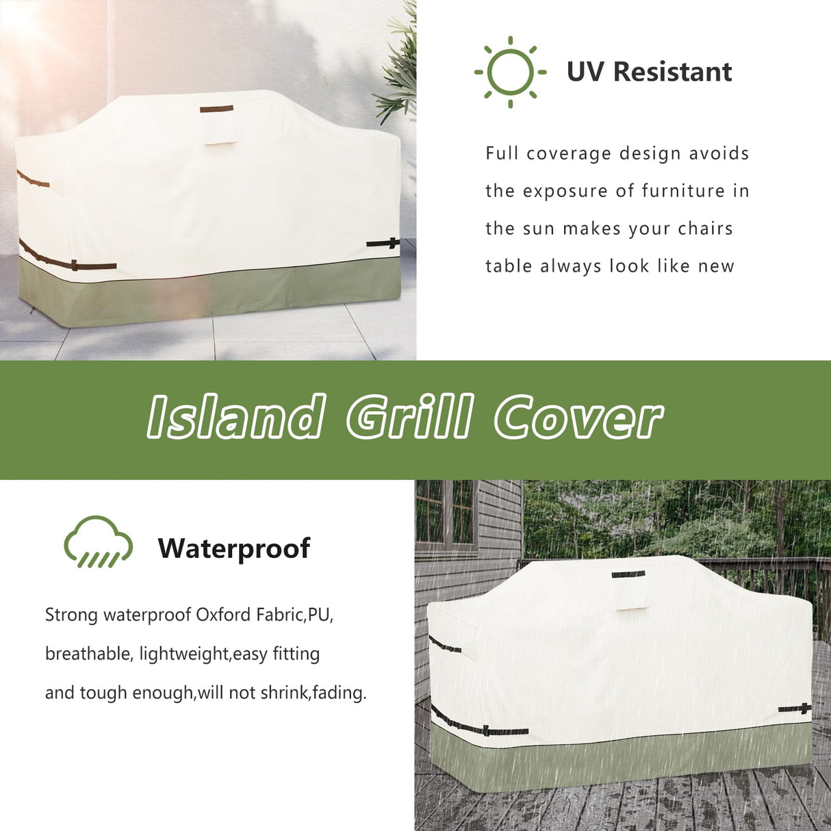 Osileyo 98 Inch Island Grill Cover - Heavy 600D Duty Waterproof All Weather Protection Outdoor Cover,Beige Osileyo