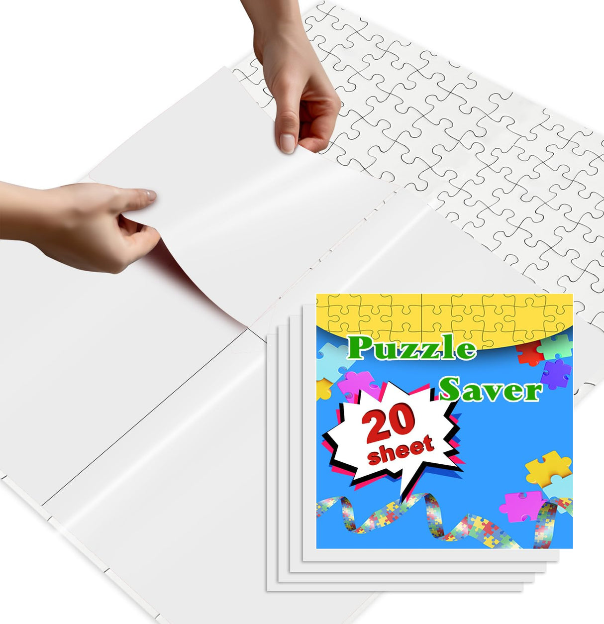 SietDESEO 20 Sheets White Puzzle Saver, Preserve 3 X 1000 Jigsaw Puzzle Adhesive Sheets, Peel and Stick Puzzle Saver, No Stress & No Mess Puzzle Glue Sheets and Frame to Preserve Your Finished Puzzle SietDESEO
