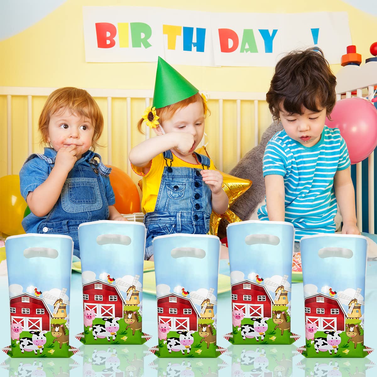 OULUN 30Pcs Farm Party Favor Bags, Farm Animal Birthday Gift Candy Bags, Farm Themed Party Supplies,Farmhouse Themed Party Decorations OULUN