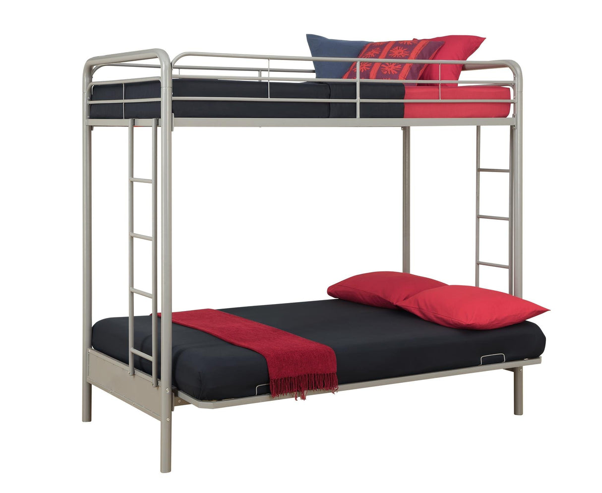 DHP Sammie Twin over Futon Metal Bunk Bed, Silver DHP