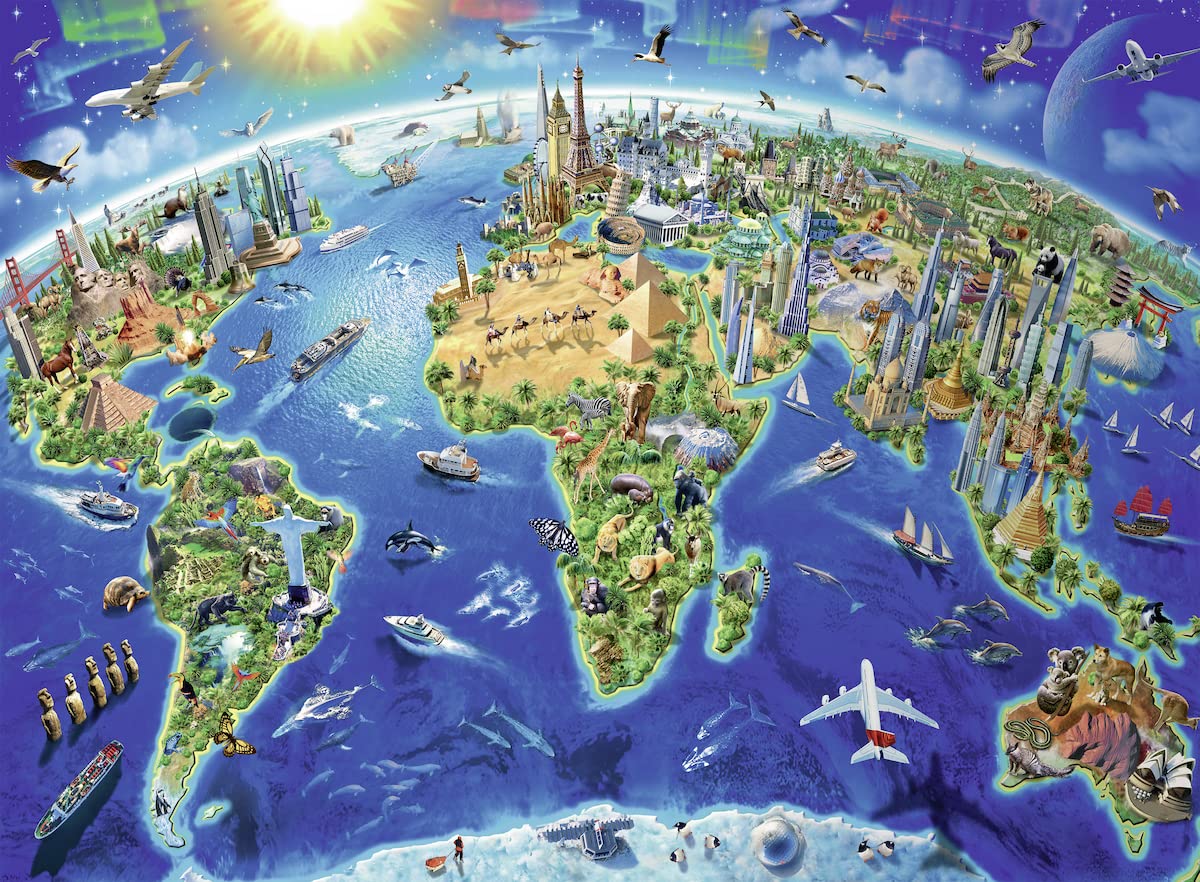 Ravensburger World Landmarks Map | 300-Piece Educational Jigsaw Puzzle for Kids | Unique Pieces | FSC Certified Materials Ravensburger