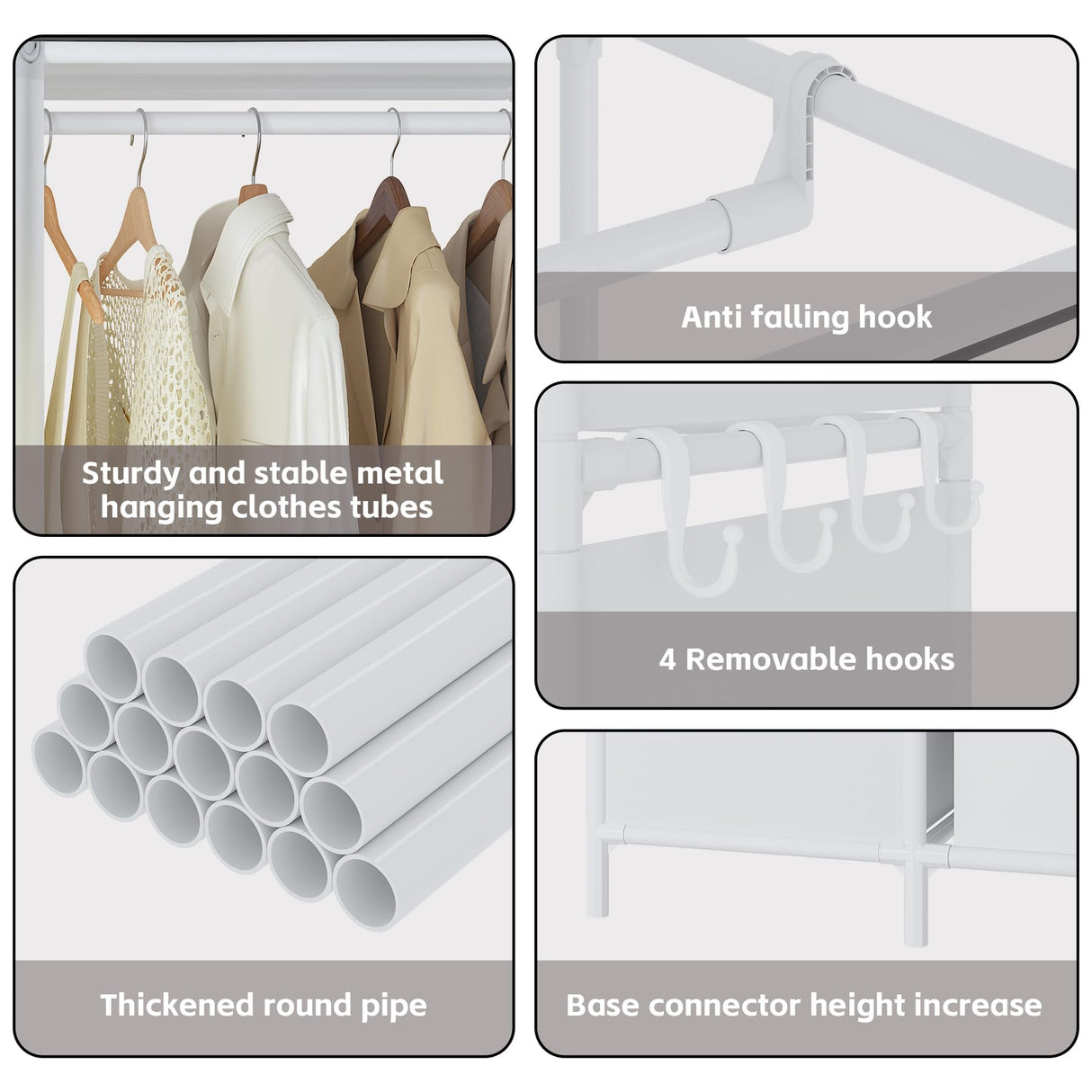 MOYIPIN Portable Closet,Free Standing Wardrobe Closet with Hanging Rod and Curtain,Clothes Storage Organizer, for Cloakroom, Bedroom,40.55 x 16.73 x 65.35Inches,White MOYIPIN