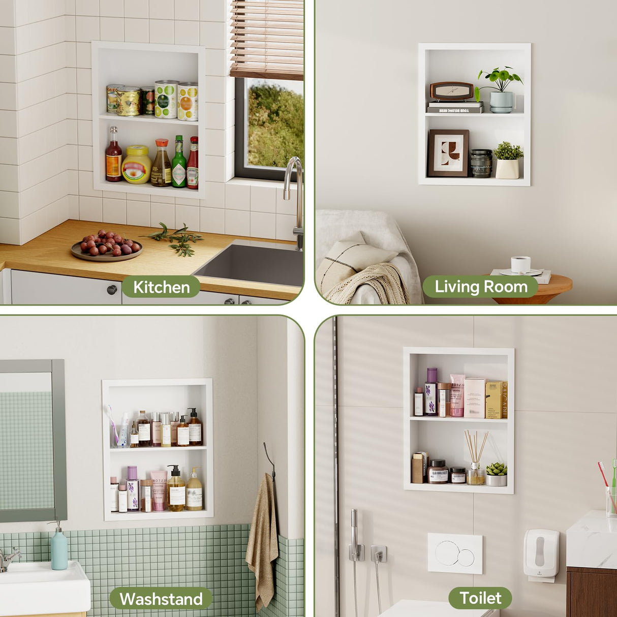 Oenalw 14x18 Medicine Cabinet Recessed Stainless Steel, 2-Tier, Medicine Cabinet Organizer,Stainless Steel Wall Niche, Bathroom Wall Cabinet, Recessed Bathroom Cabinet, Cabinet recessed Wall Cabinet Oenalw