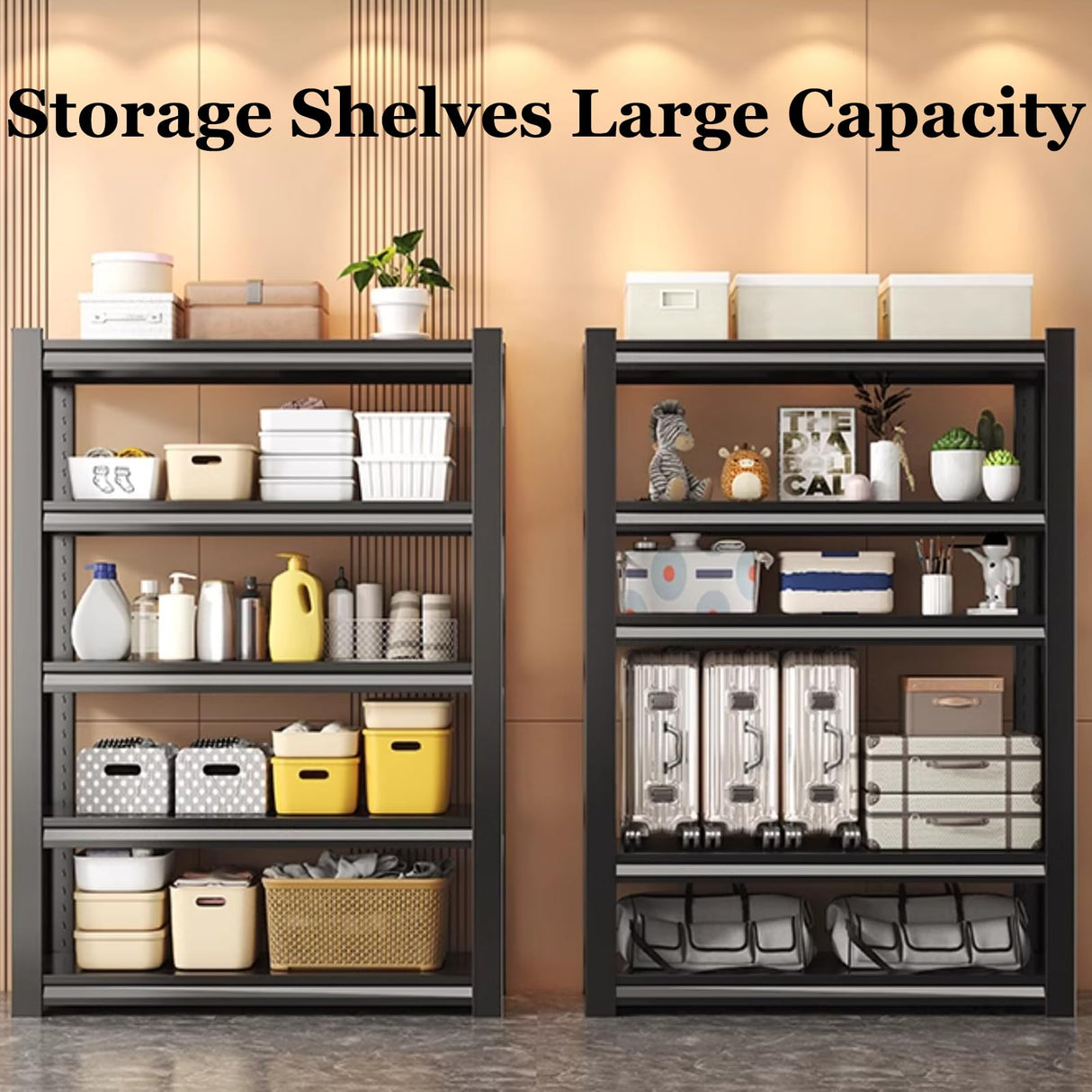 Fssevxi 40" W 5-Tier Garage Shelving Heavy Duty 72" H x 40" W x 18" D Storage Shelves 2000LBS Metal Shelving Unit Adjustable Storage Utility Rack for Warehouse Pantry Kitchen, Black Fssevxi