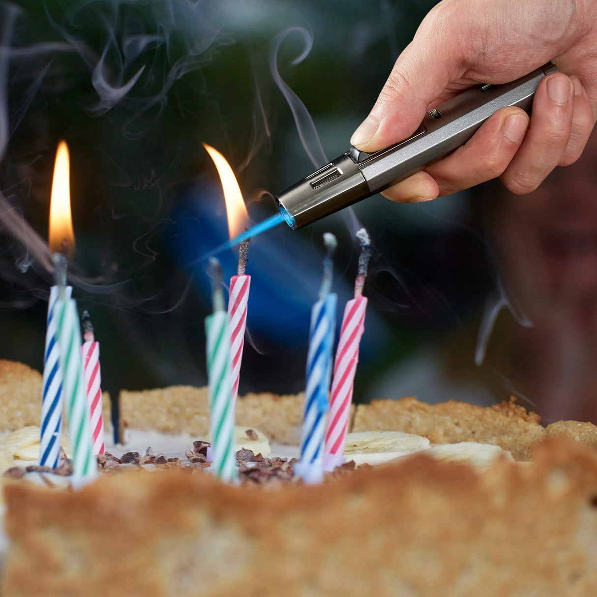 Zoocura Torch Lighter Butane Lighter Refillable Jet Flame Torch Lighters Windproof Gas Long Torch Lighter Adjustable Butane Pen Lighter for Candles Grill BBQ Stove Camping(Gas Not Included) Zoocura