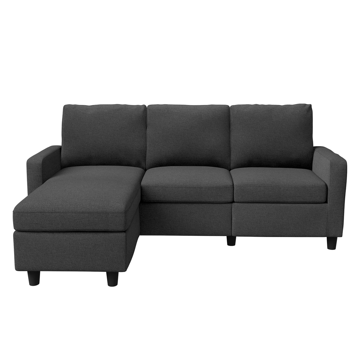 HONBAY Convertible Sectional Sofa, L Shaped Couch with Reversible Chaise for Small Space, Black HONBAY