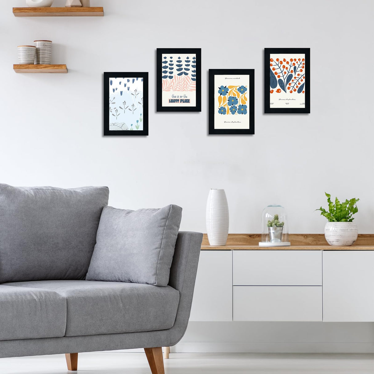 4x6 Picture Frame Set of 12, Wood Photo Frame for 4x6 Pictures, Tabletop or Wall Mount Display Picture Frames for Prints, Photos, Paintings, Landscape and Kids Artwork (Black) HappyHapi