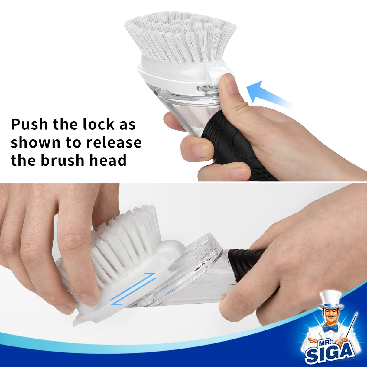 MR.SIGA Soap Dispensing Dish Brush Storage Set, Kitchen Brush with Holder for Pot Pan Sink Cleaning MR.SIGA