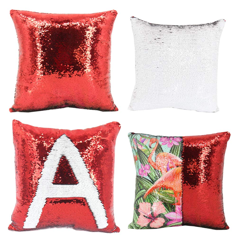FOKOCALI 10PCS Sublimation Pillow Cover Mixed Color Square Blank Reversible Sequin Magic Swipe Cushion Case 15.75 x 15.75in US Stock FOKOCALI